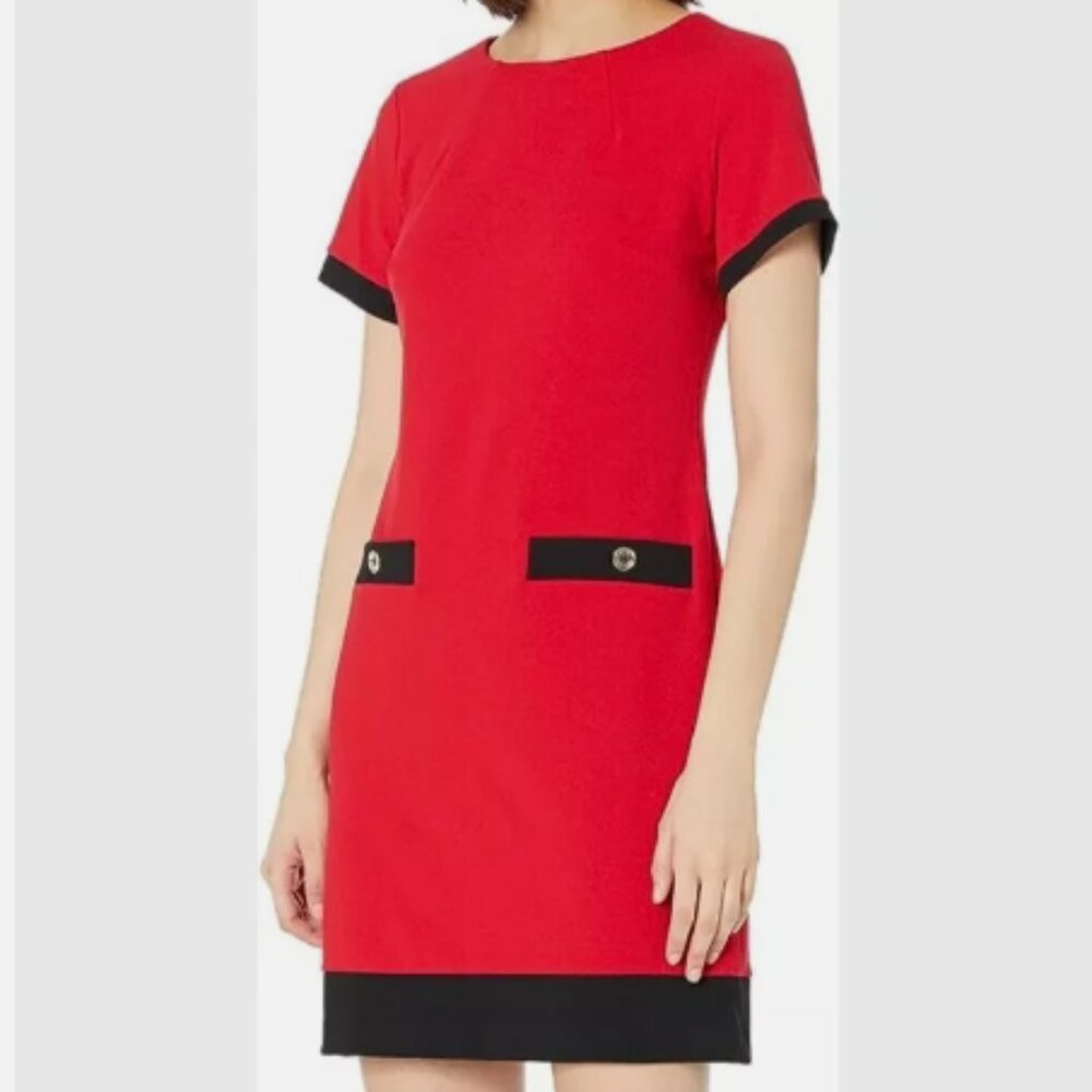 Tommy Hilfiger Women’s Shift Dress, Scarlet/Black, Size 8
